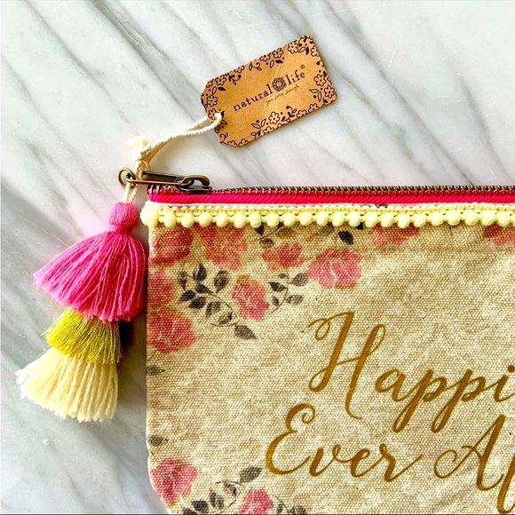 Natural Life•NWT•”Happily Ever After”•Zip Top Cosmetic Bag•Tasseled Tapestry Bag - Picture 7 of 12